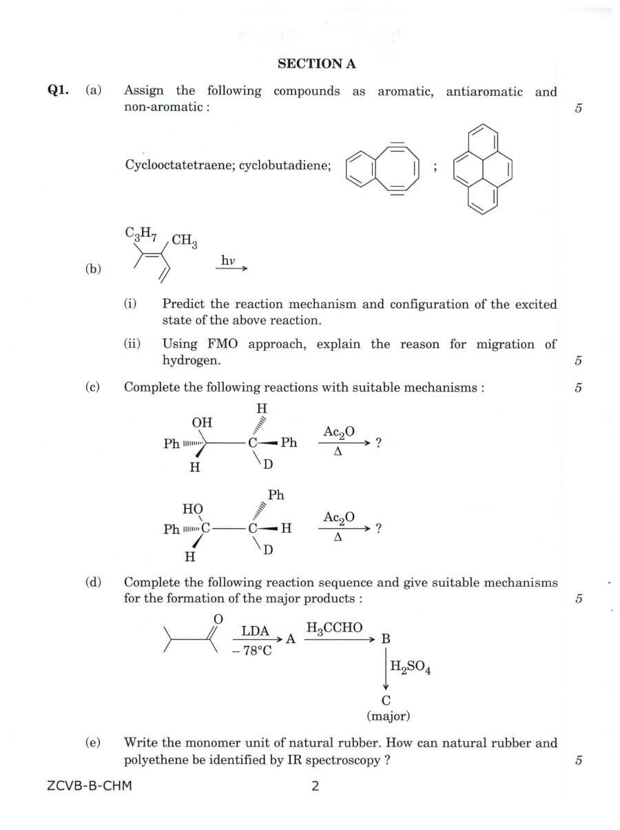IFoS Chemistry Paper II 2021 - ZCVB-B-CHM — page 1 instructions scan PDF download