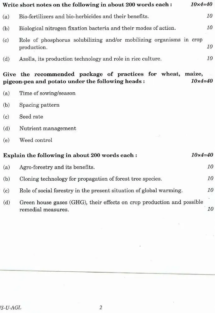 IFS 2016 Agriculture Paper I question paper page 1 instructions scan PDF download UPSC