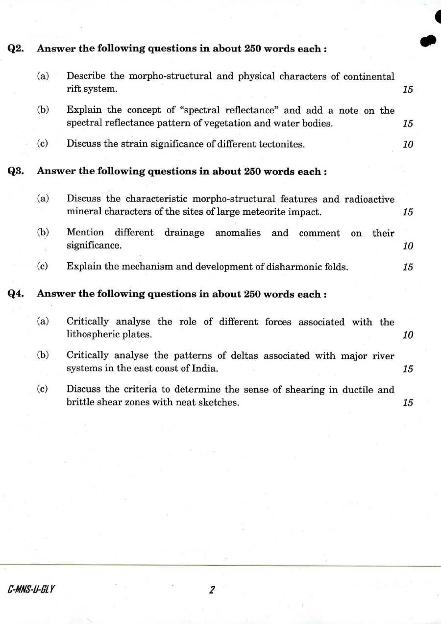 IFS I 2016 Geology Paper I question paper page 1 instructions scan PDF download UPSC