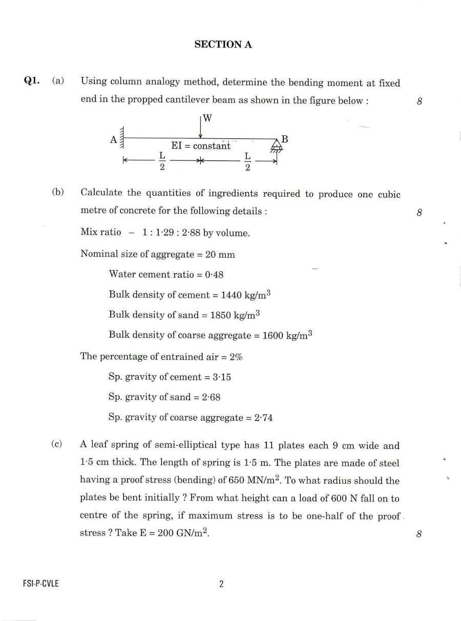 IFS 2018 Civil Engineering Paper I: Objective & Descriptive (FSI-P-CVLE) — page 1 instructions scan PDF download