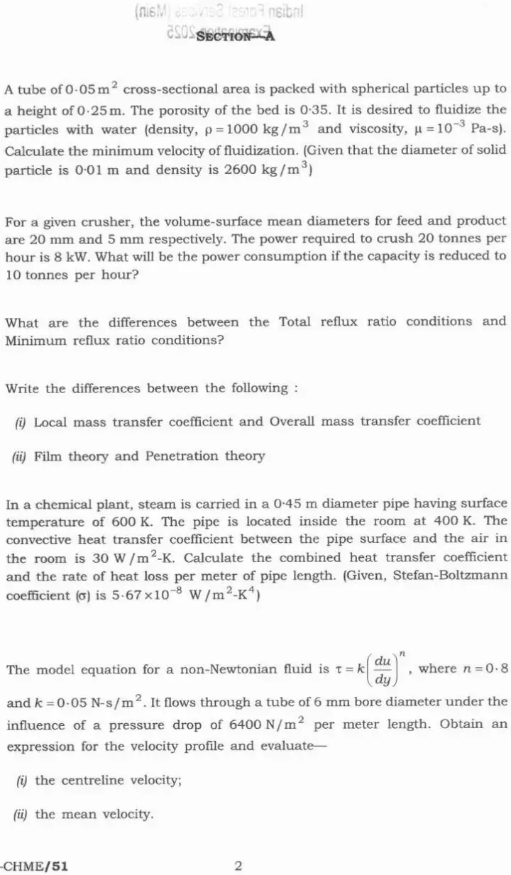 IFS 2025 Chemical Engg Paper-I - Paper Details — page 1 instructions scan PDF download