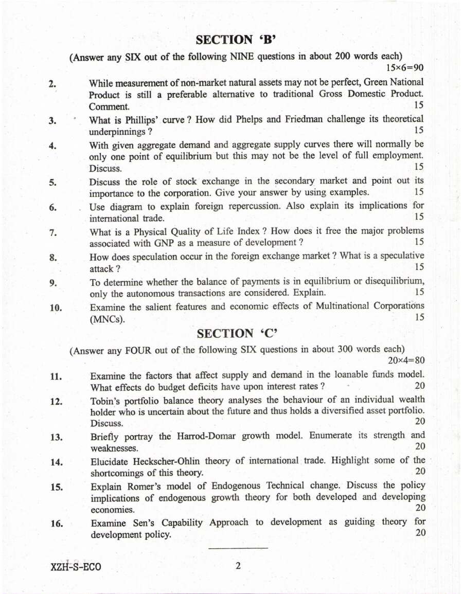IES ISS 2019 General Economics Paper II question paper page 1 instructions scan PDF download UPSC exam paper