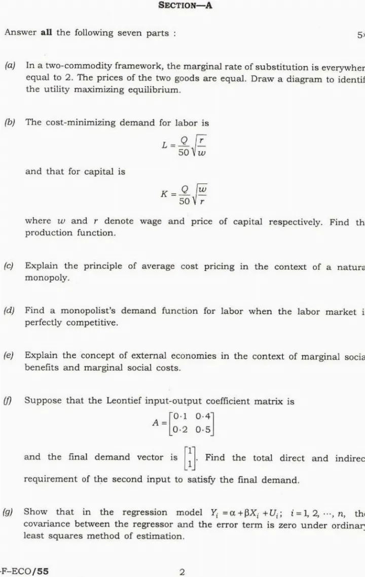 IES ISS 2019 General Economics Paper III question paper page 1 instructions scan PDF download UPSC