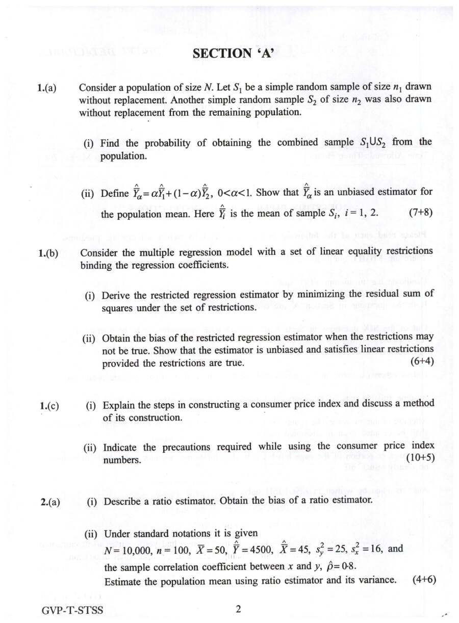 IES ISS 2022 Statistics Paper III question paper page 1 instructions scan PDF download. Includes exam name, paper details, time, marks, and specific instructions for candidates.