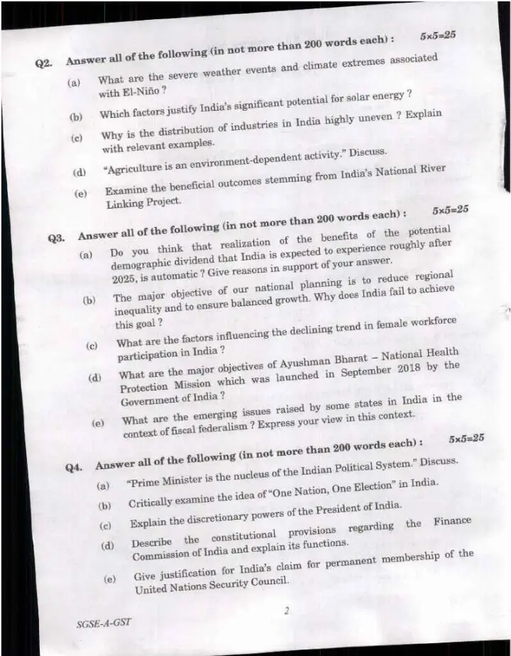 IES ISS 2024 General Studies question paper page 1 instructions scan PDF download UPSC