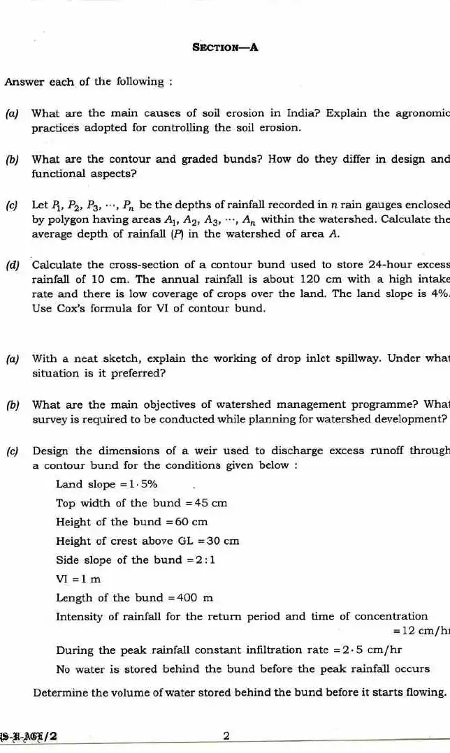 Indian Forest Service 2016 Agricultural Engineering Paper-I question paper page 1 instructions scan PDF download UPSC IFS