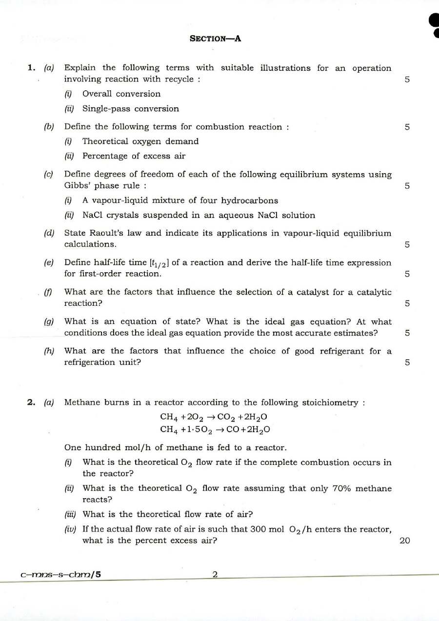 Indian Forest Service (IFS) Exam 2016 Chemical Engineering Paper-II page 1 scan PDF download, featuring exam header and instructions for candidates.