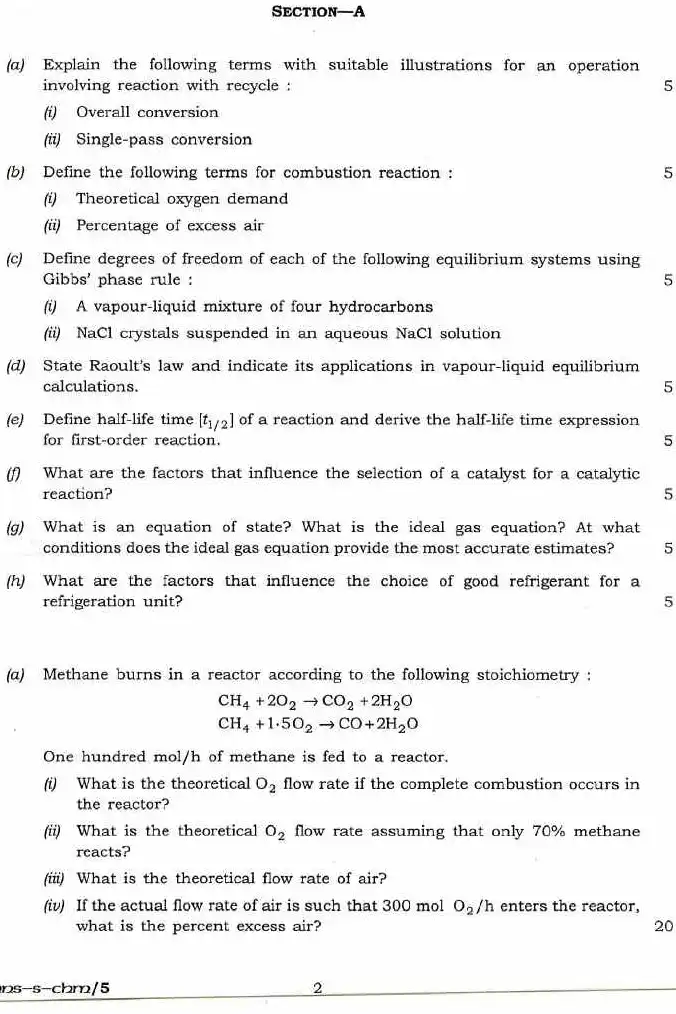 Indian Forest Service (IFS) Exam 2016 Chemical Engineering Paper-II page 1 scan PDF download, featuring exam header and instructions for candidates.