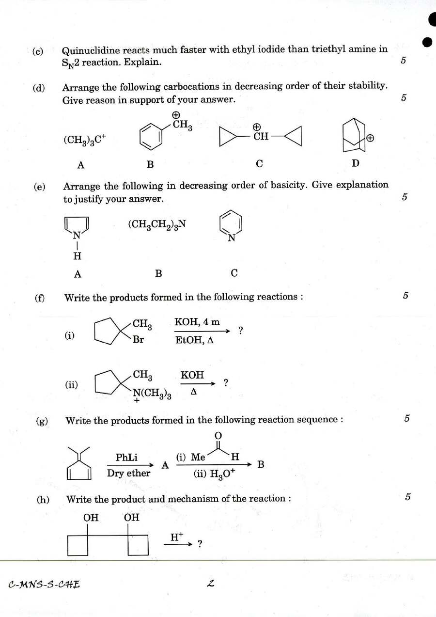 Indian Forest Service Exam 2016 Chemistry Paper II question paper page 1 instructions and header scan PDF download