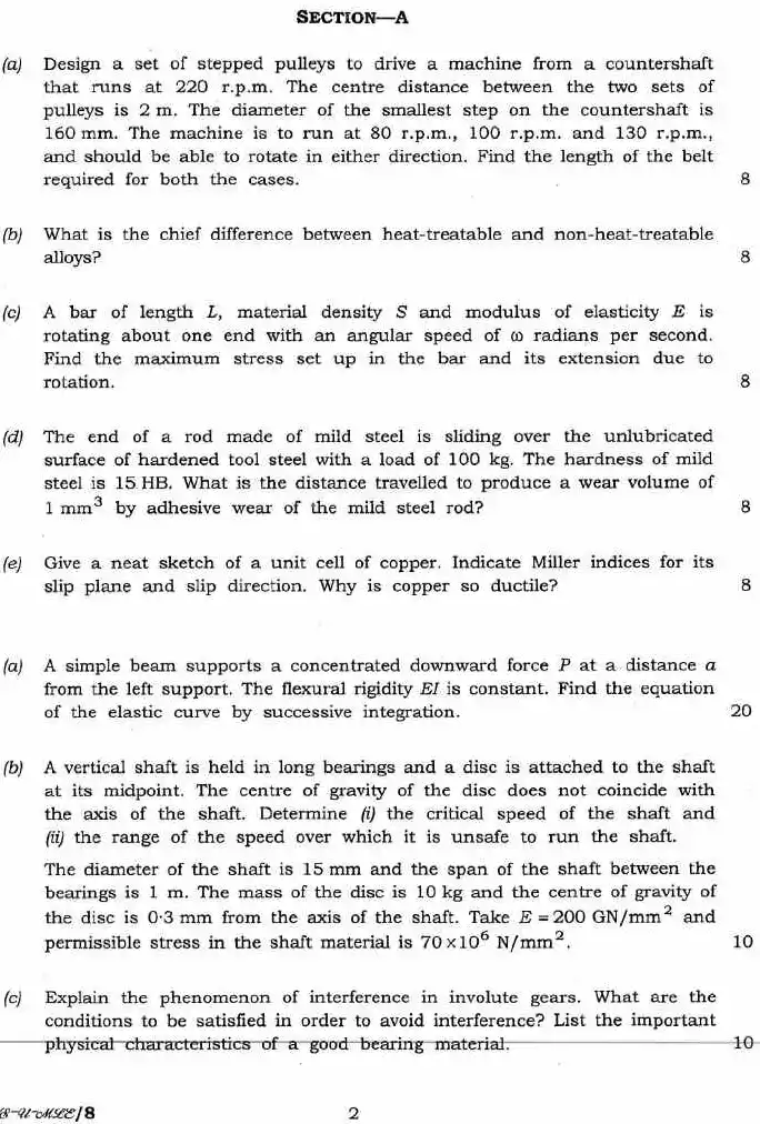 Indian Forest Service 2016 Mechanical Engineering Paper I question paper page 1 instructions scan PDF download UPSC