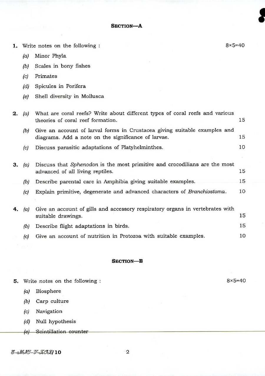 Indian Forest Service 2016 Zoology Paper-I question paper page 1 instructions scan PDF download UPSC