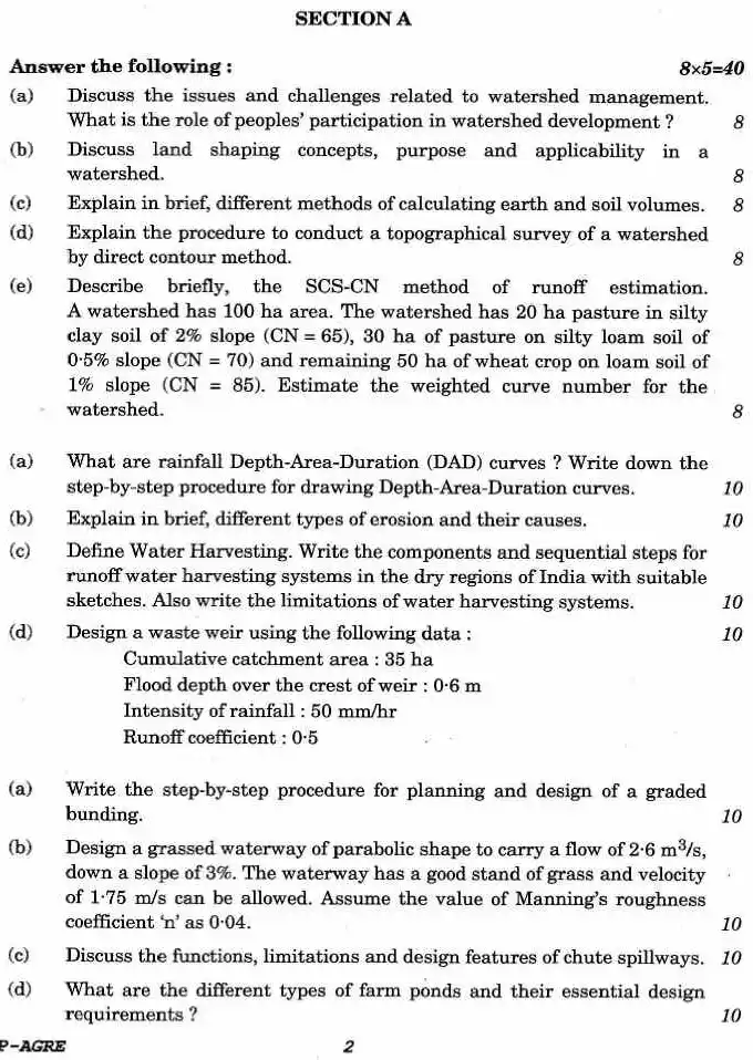 Indian Forest Service 2017 Agricultural Engineering Paper I PDF — page 1 instructions scan PDF download