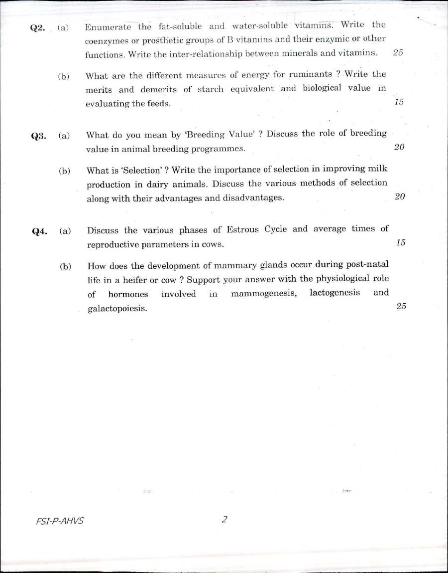 Indian Forest Service Main Examination 2017 Animal Husbandry and Veterinary Science Paper I page 1 instructions scan PDF download. UPSC IFS Main 2017 Animal Husbandry Paper I instructions scan.