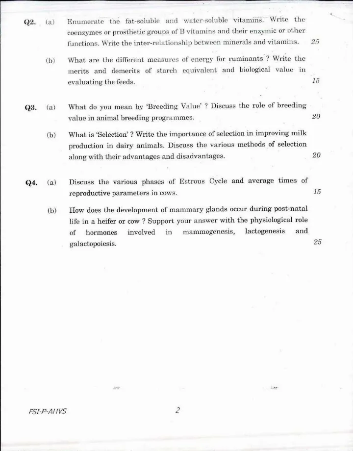Indian Forest Service Main Examination 2017 Animal Husbandry and Veterinary Science Paper I page 1 instructions scan PDF download. UPSC IFS Main 2017 Animal Husbandry Paper I instructions scan.