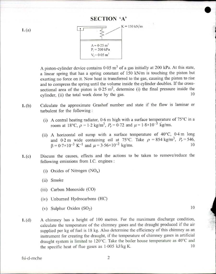 Indian Forest Service Main 2017 Mechanical Engineering Paper II question paper page 1 instructions scan PDF download
