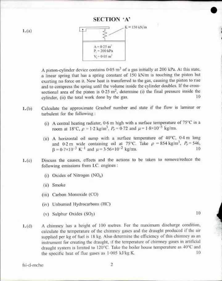 Indian Forest Service Main 2017 Mechanical Engineering Paper II question paper page 1 instructions scan PDF download