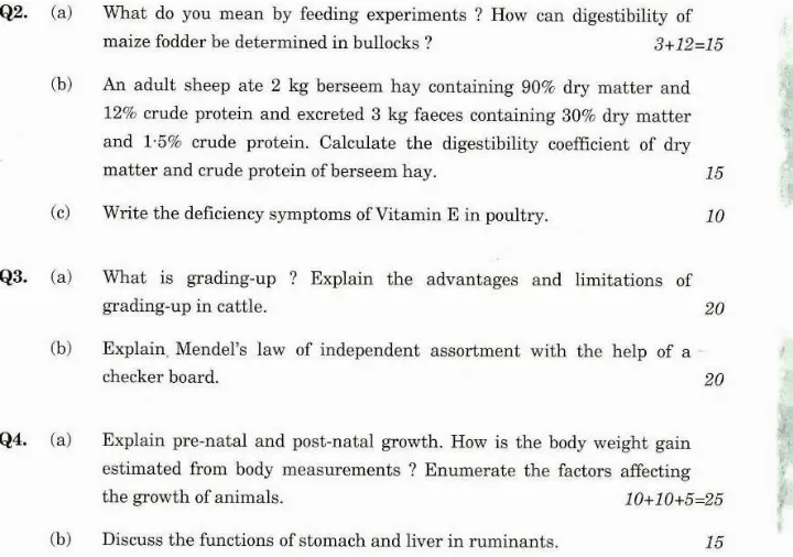 Indian Forest Service 2018 Main Exam Animal Husbandry and Veterinary Science Paper I page 1 instructions scan PDF download