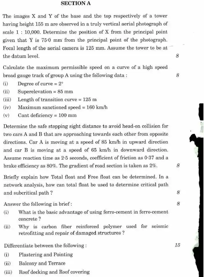 Indian Forest Service Main 2018 Civil Engineering Paper II question paper page 1 instructions scan PDF download. UPSC IFS 2018 exam details.