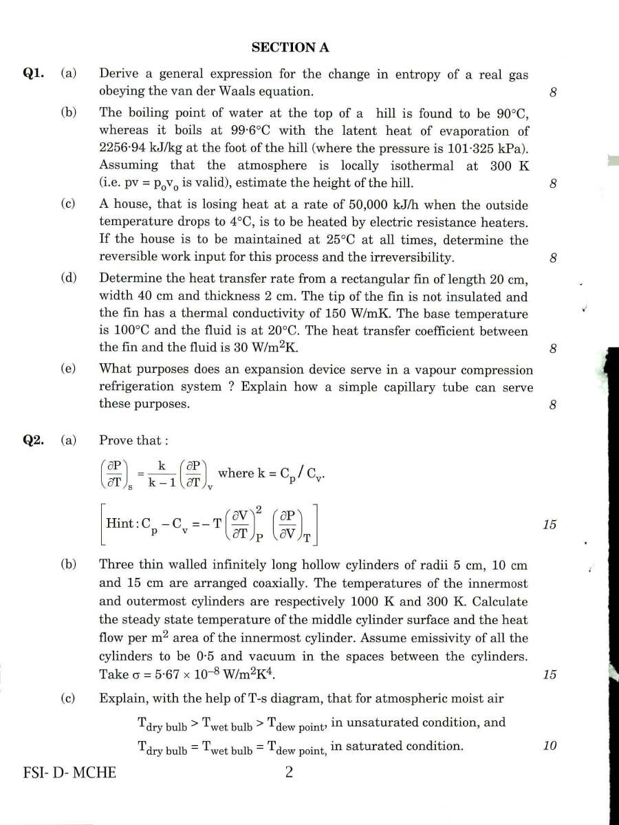 Indian Forest Service Main 2018 Mechanical Engineering Paper II question paper page 1 instructions scan PDF download