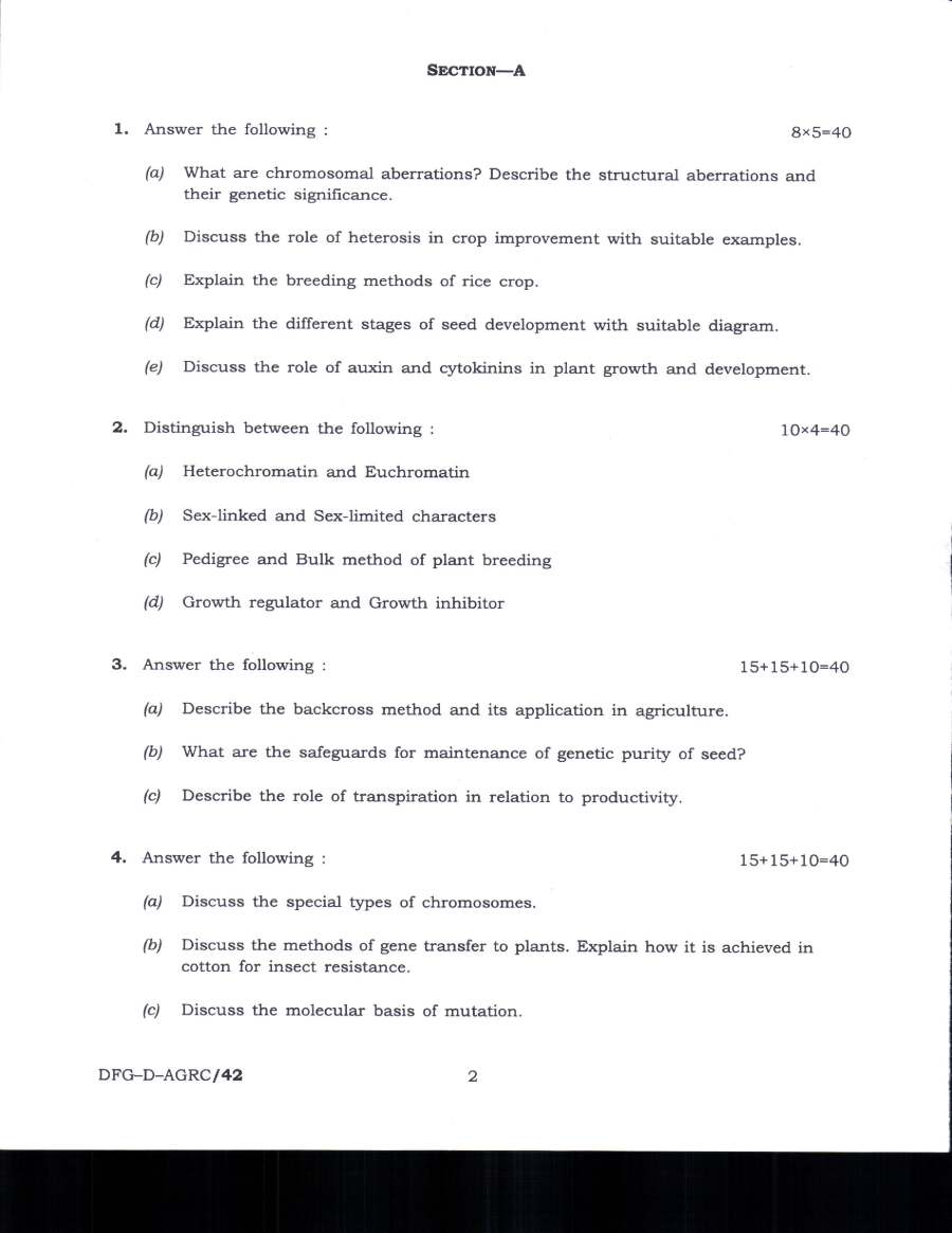 Indian Forest Service Main 2019 Agriculture Paper II question paper page 1 instructions scan PDF download UPSC