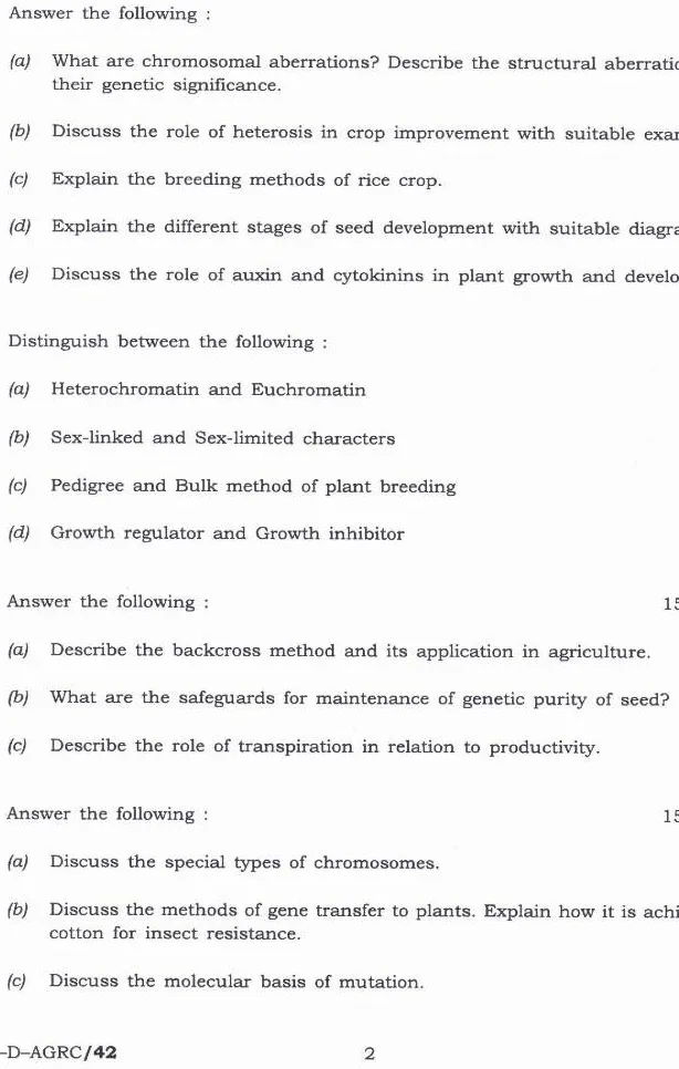 Indian Forest Service Main 2019 Agriculture Paper II question paper page 1 instructions scan PDF download UPSC