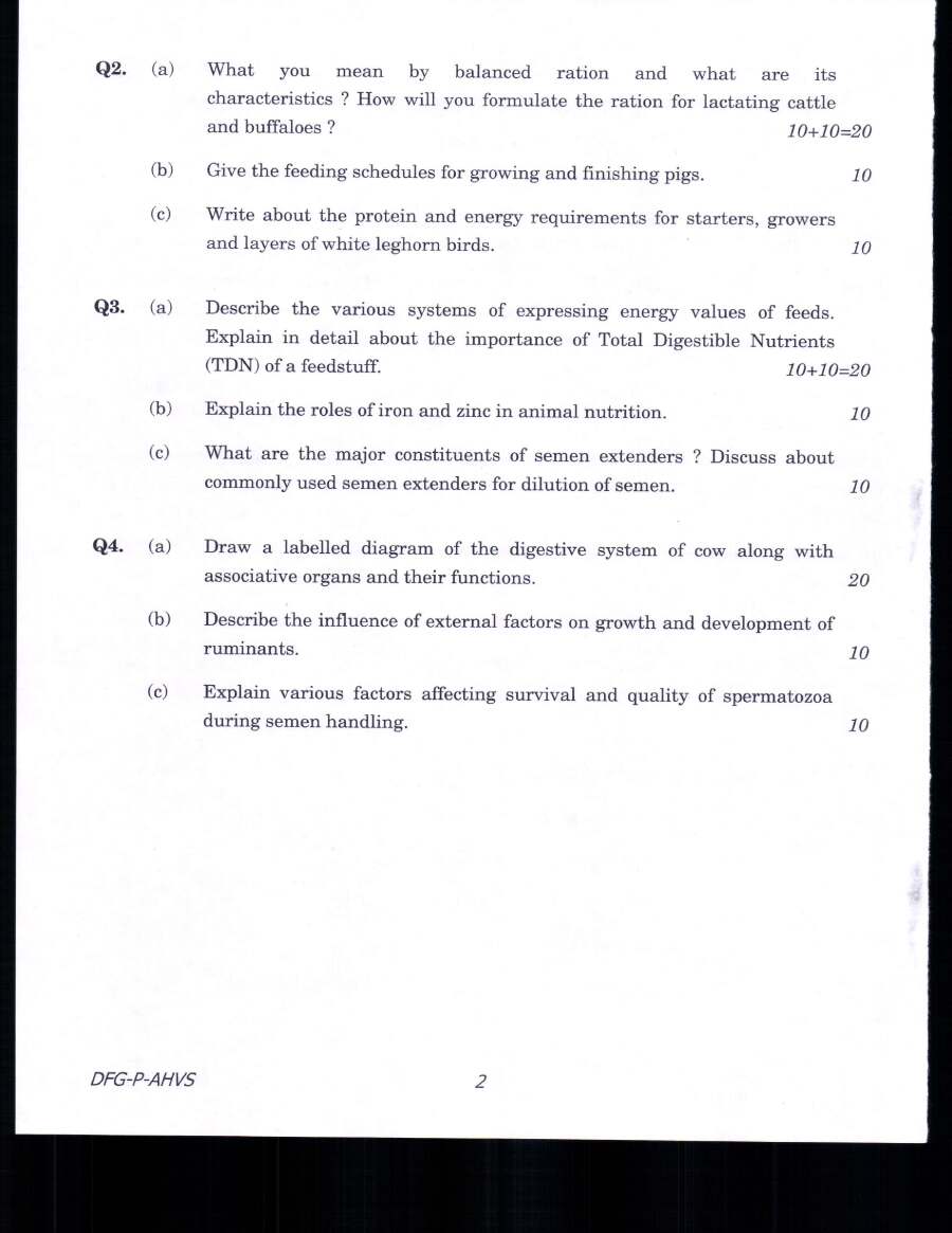 Indian Forest Service Main 2019 Animal Husbandry and Veterinary Science Paper I question paper page 1 instructions scan PDF download