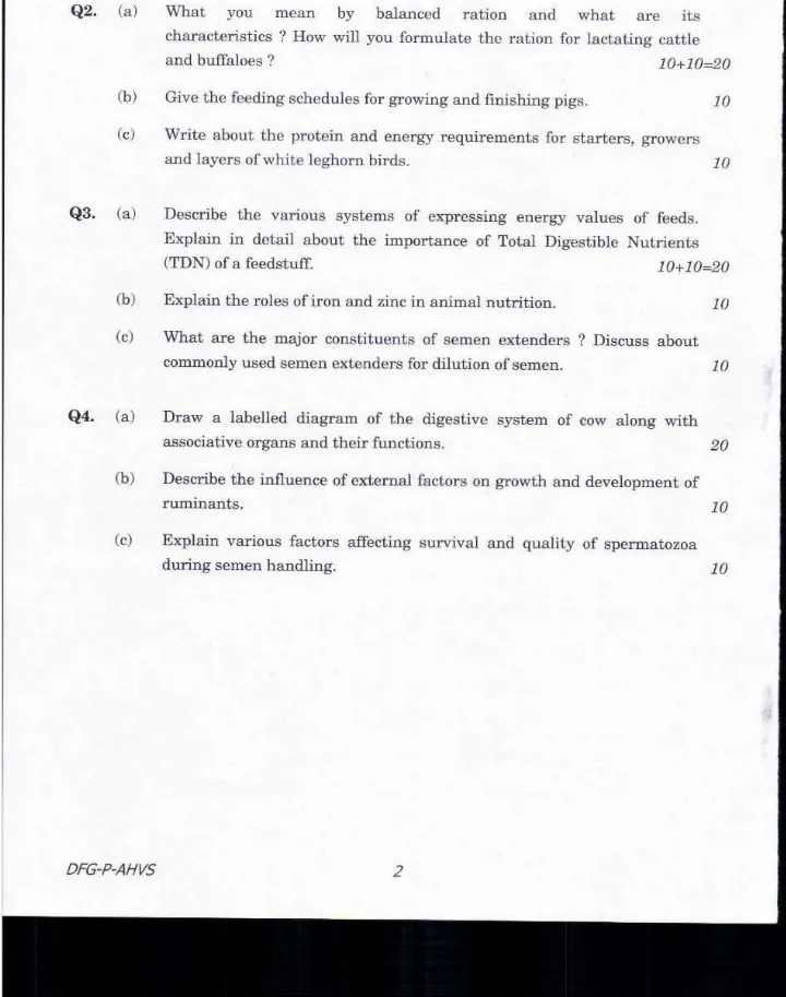 Indian Forest Service Main 2019 Animal Husbandry and Veterinary Science Paper I question paper page 1 instructions scan PDF download