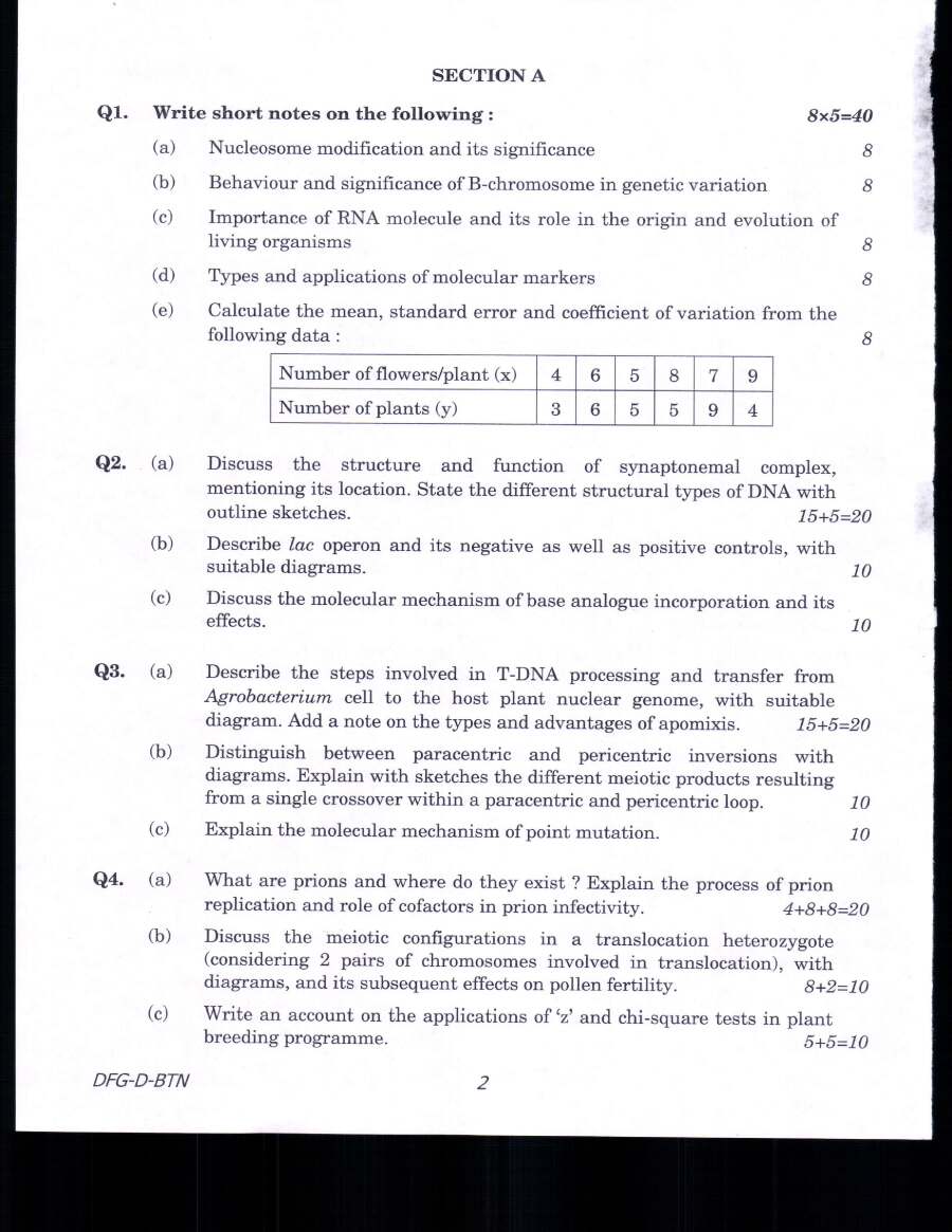 Indian Forest Service Main 2019 Botany Paper II question paper page 1 instructions scan PDF download UPSC