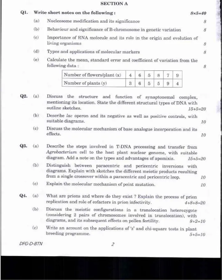 Indian Forest Service Main 2019 Botany Paper II question paper page 1 instructions scan PDF download UPSC