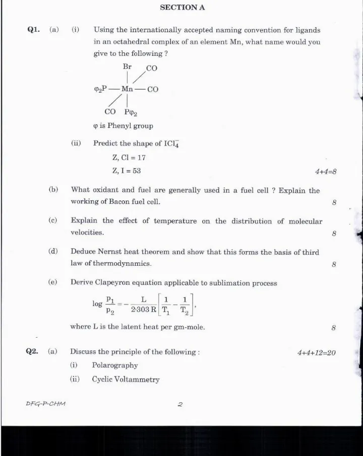Indian Forest Service Main 2019 Chemistry Paper I question paper page 1 instructions scan PDF download UPSC