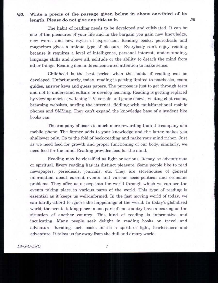 Indian Forest Service Main 2019 General English question paper page 1 instructions scan PDF download UPSC IFS
