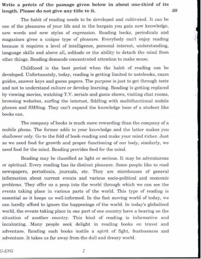 Indian Forest Service Main 2019 General English question paper page 1 instructions scan PDF download UPSC IFS
