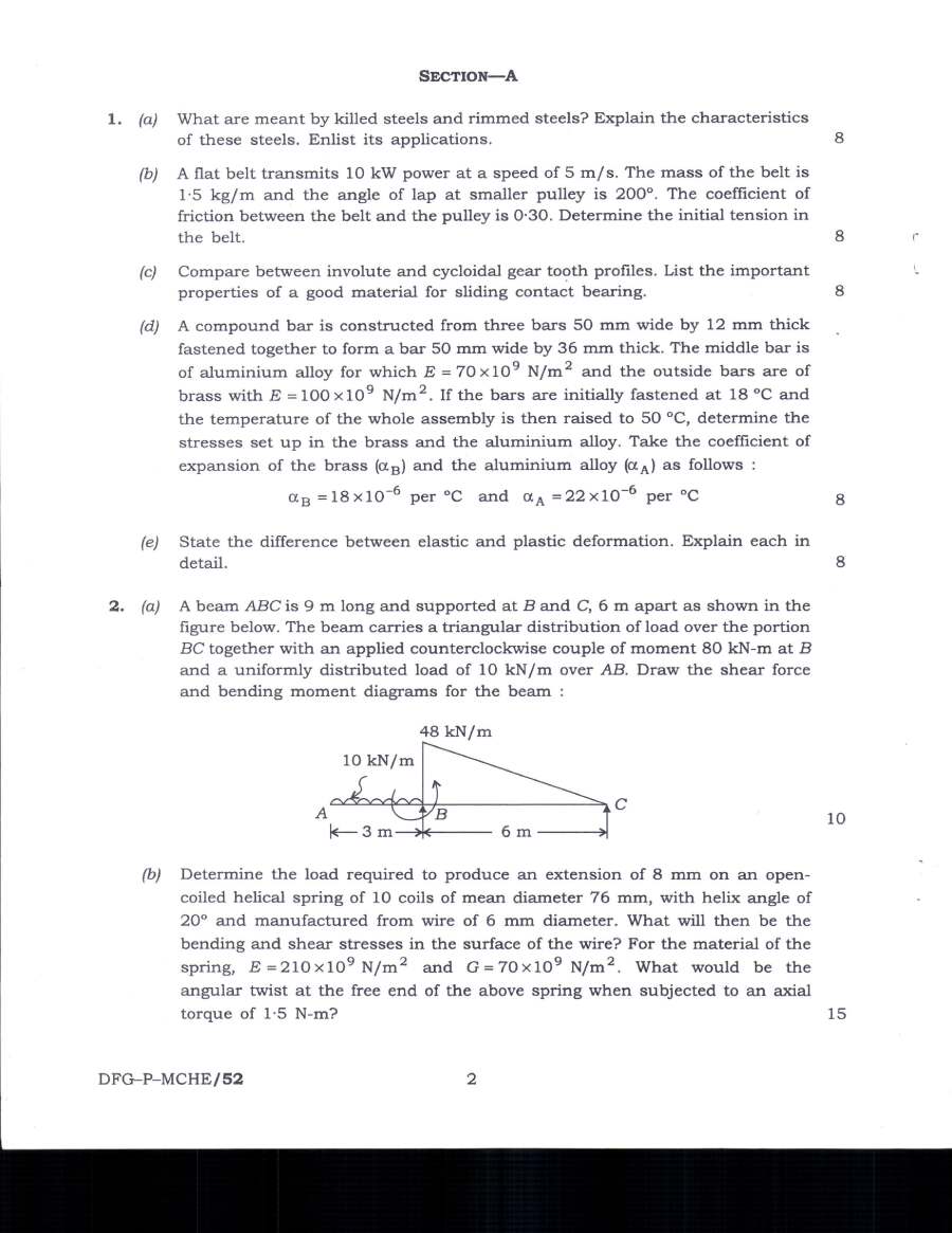 Indian Forest Service (Main) 2019 Mechanical Engineering Paper-I question paper page 1 instructions scan PDF download