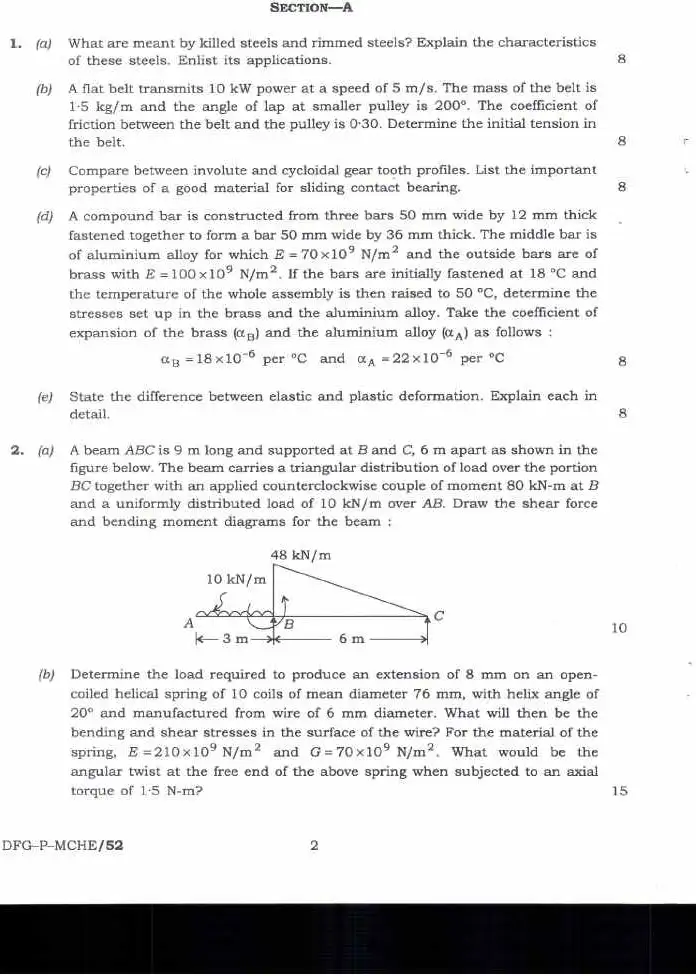 Indian Forest Service (Main) 2019 Mechanical Engineering Paper-I question paper page 1 instructions scan PDF download