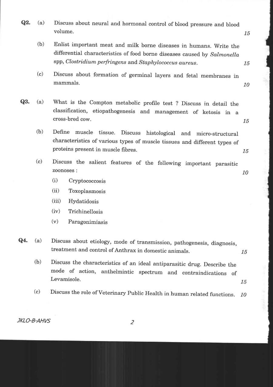 Indian Forest Service (Main) Examination 2020 Animal Husbandry and Veterinary Science Paper II page 1 instructions and header scan. UPSC IFS Main exam paper PDF download.