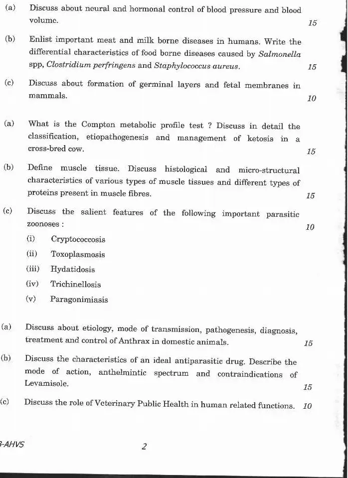 Indian Forest Service (Main) Examination 2020 Animal Husbandry and Veterinary Science Paper II page 1 instructions and header scan. UPSC IFS Main exam paper PDF download.