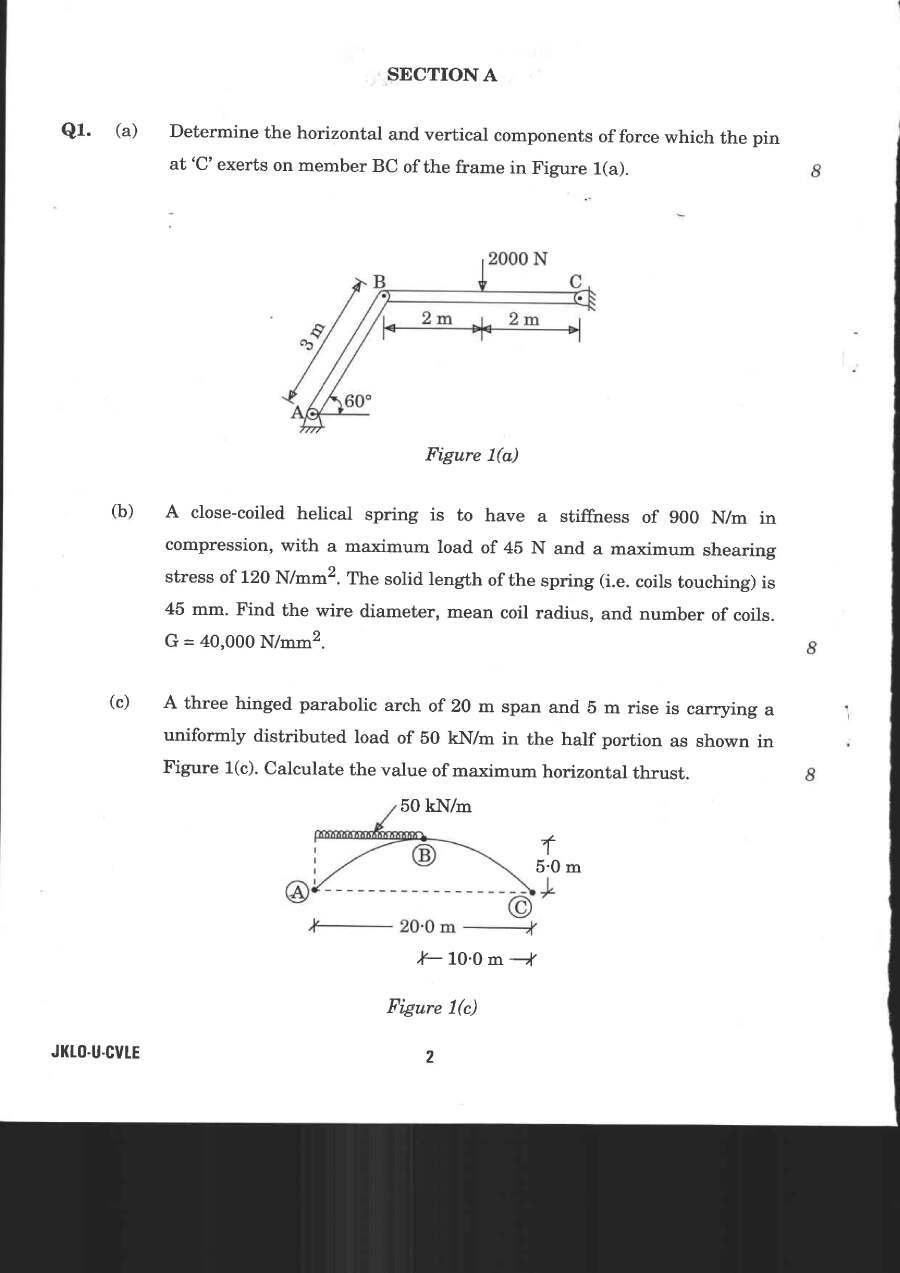 Indian Forest Service 2020 Civil Engineering Paper I question paper page 1 instructions scan PDF download UPSC Mains Exam