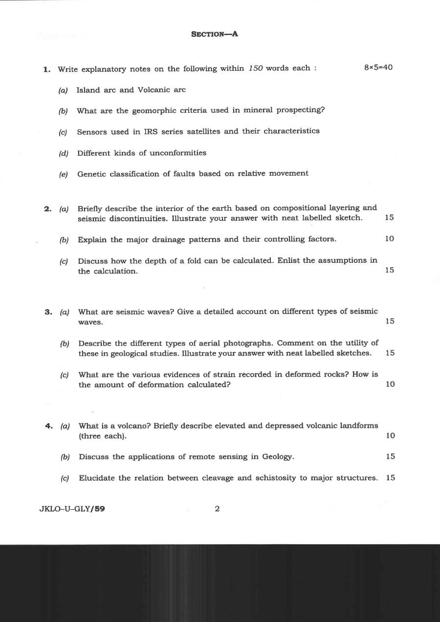 Indian Forest Service (Main) 2020 Geology Paper-I question paper page 1 instructions and exam header scan PDF download