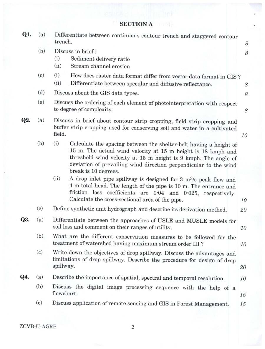 Indian Forest Service Main 2021 Agricultural Engineering Paper I page 1 instructions scan PDF download UPSC IFS exam paper