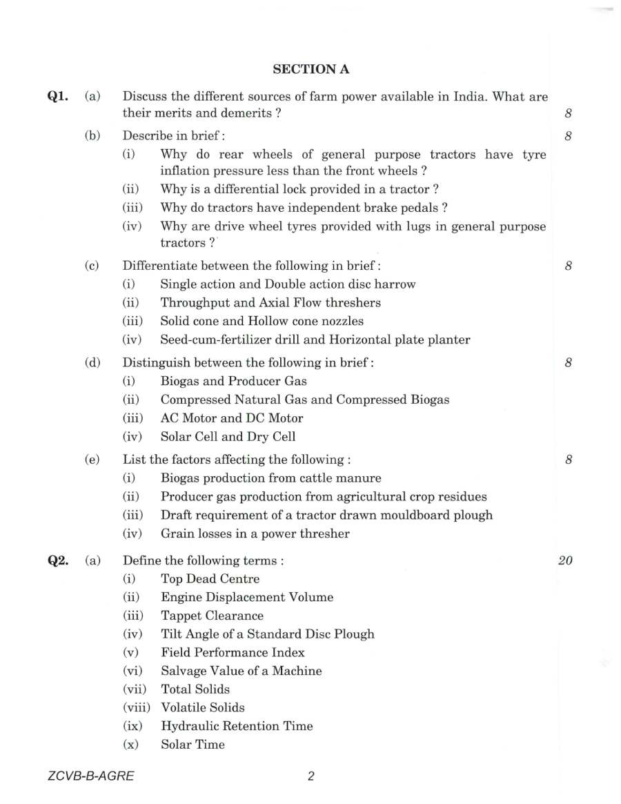 Indian Forest Service (Main) Examination 2021 Agricultural Engineering Paper II page 1 scan, showing exam details and instructions. UPSC IFS previous year paper PDF download.