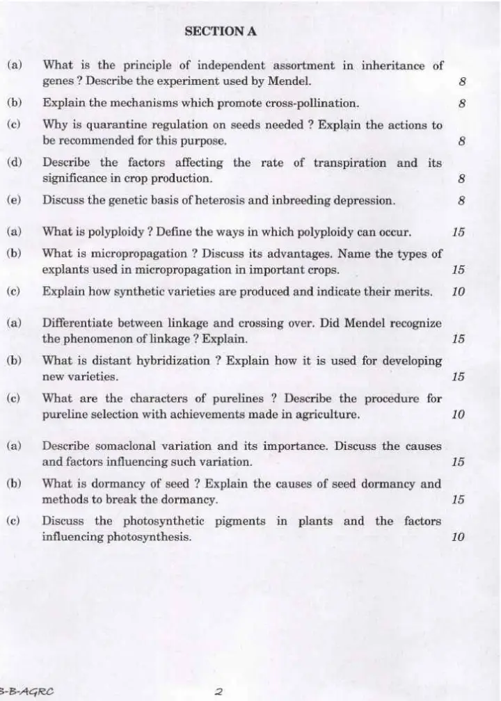 Indian Forest Service Main 2021 Agriculture Paper II question paper page 1 instructions scan PDF download UPSC