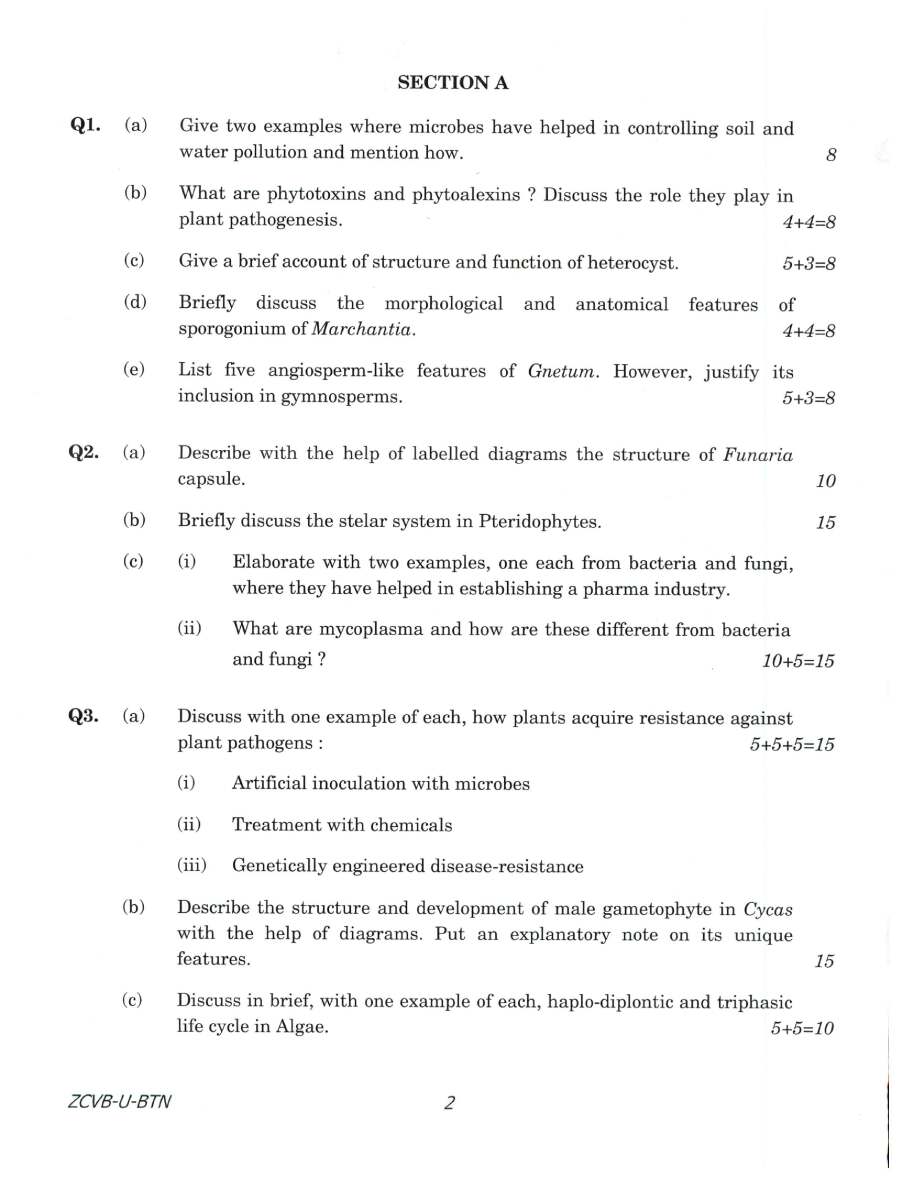 Indian Forest Service 2021 Main Exam Botany Paper I question paper page 1 instructions scan PDF download