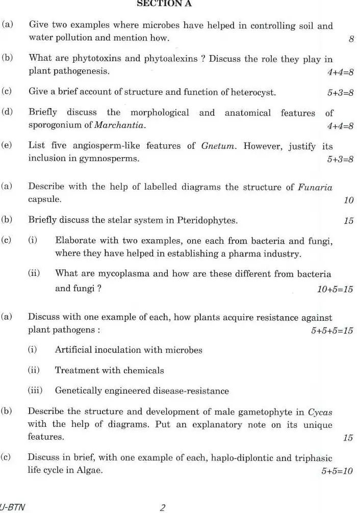 Indian Forest Service 2021 Main Exam Botany Paper I question paper page 1 instructions scan PDF download