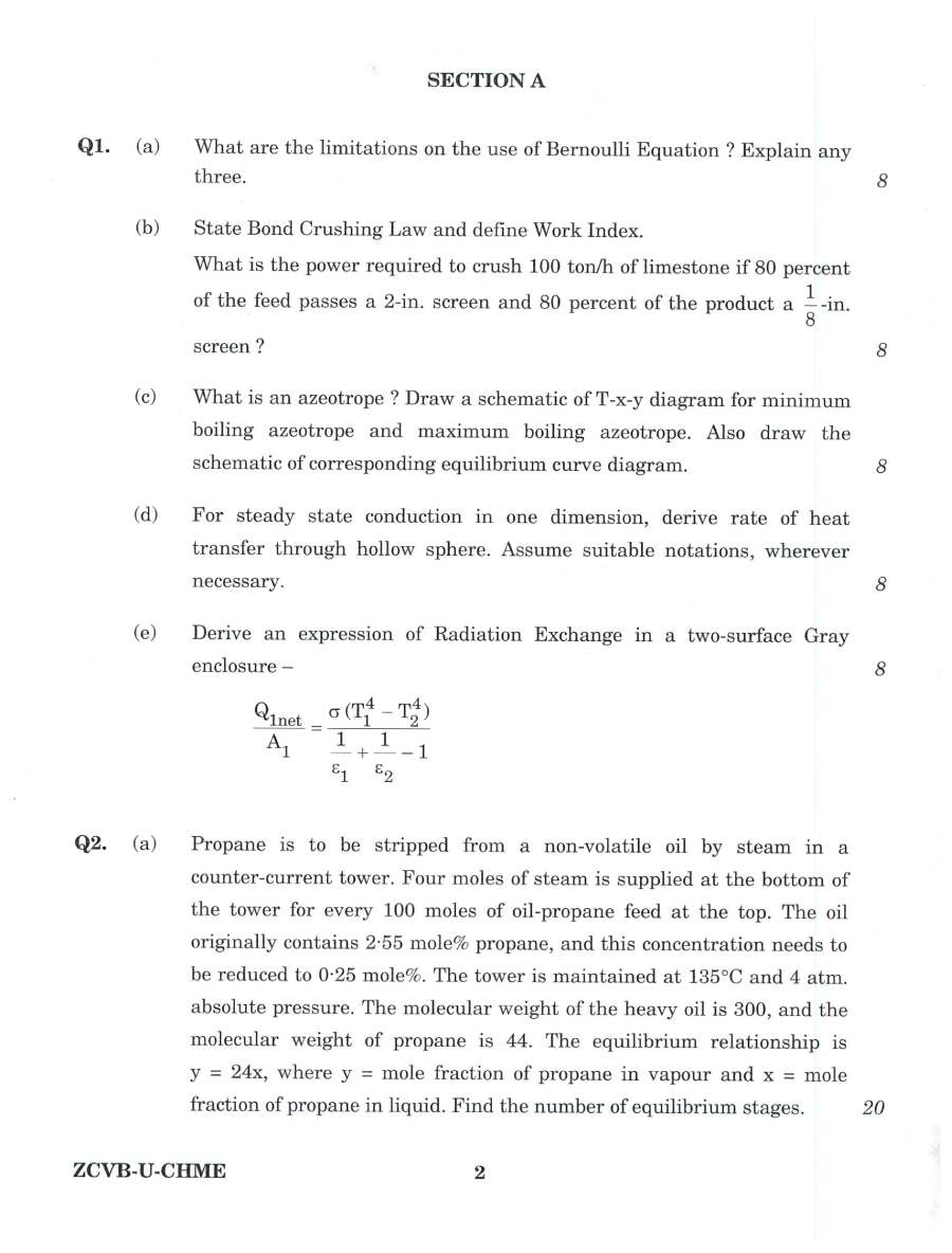 Indian Forest Service Main 2021 Chemical Engineering Paper I question paper page 1 instructions scan PDF download