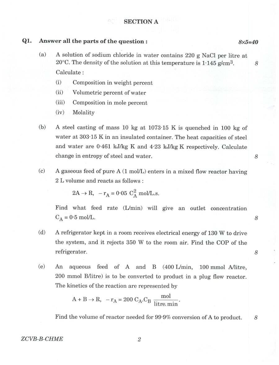 Indian Forest Service (Main) Examination 2021 Chemical Engineering Paper II question paper page 1 scan PDF download, UPSC exam instructions and header details.