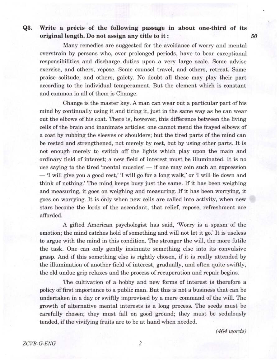 Indian Forest Service Main 2021 General English question paper page 1 instructions scan PDF download
