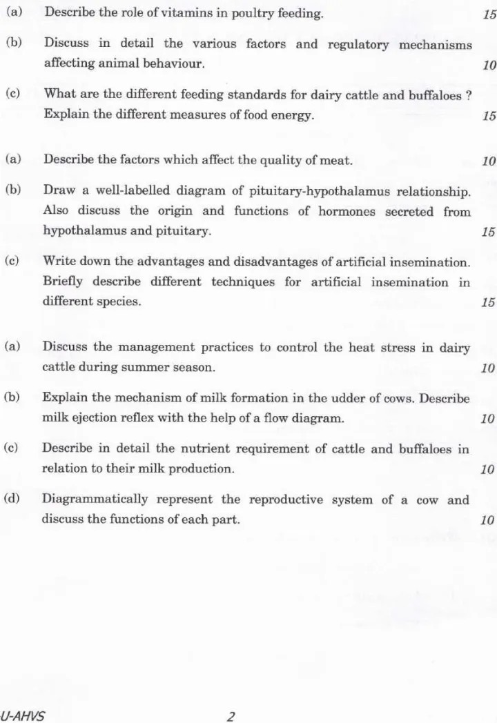 Indian Forest Service Main 2022 Animal Husbandry & Veterinary Science Paper I question paper page 1 instructions scan PDF download