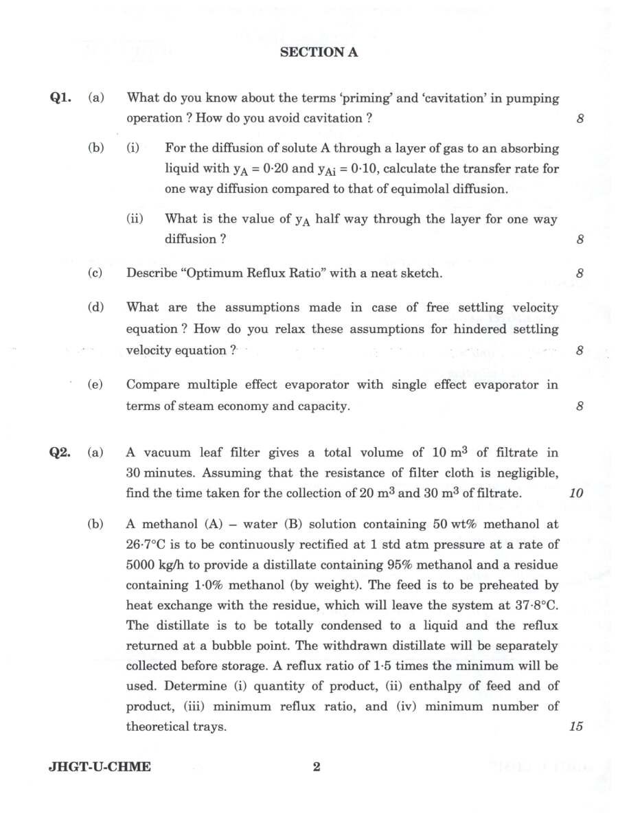 Indian Forest Service Main 2022 Chemical Engineering Paper I question paper page 1 instructions scan PDF download