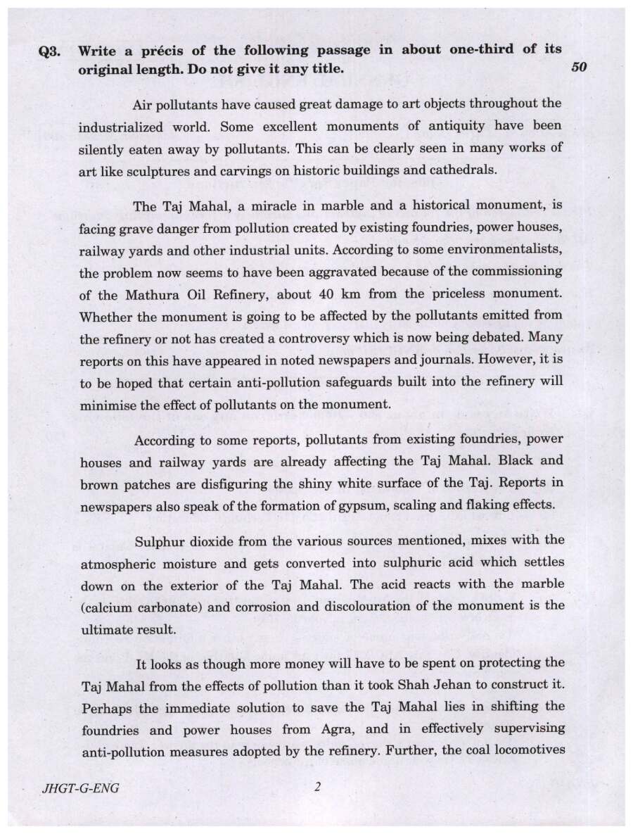 Indian Forest Service Main 2022 General English question paper page 1 instructions scan PDF download UPSC IFS
