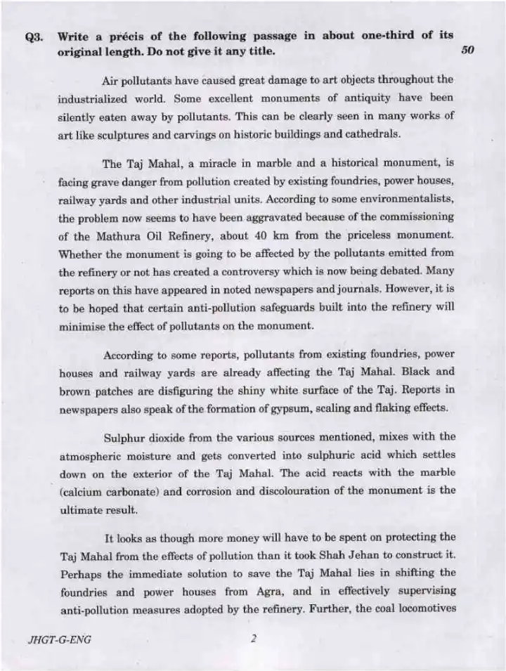 Indian Forest Service Main 2022 General English question paper page 1 instructions scan PDF download UPSC IFS